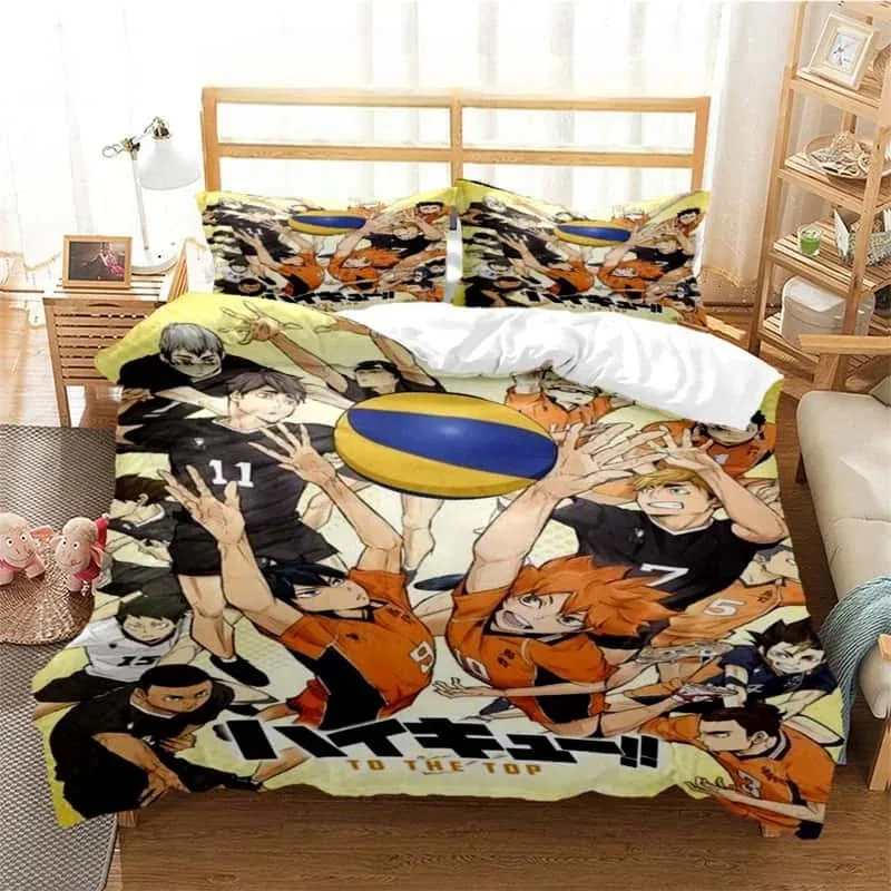 

3d Print Volleyball Anime Haikyu Duvet Cover Set Cartoon Kids Boys Bedding Set Bedclothes Girls Teens Quilt Cover Bed Linen Set