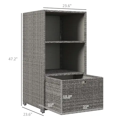 Valet Pool Towel Rack Waterproof Hot Tub Organizer Dark Gray | PE Plastic Rattan Wicker, Indoor Outdoor Spa Accessory view 5