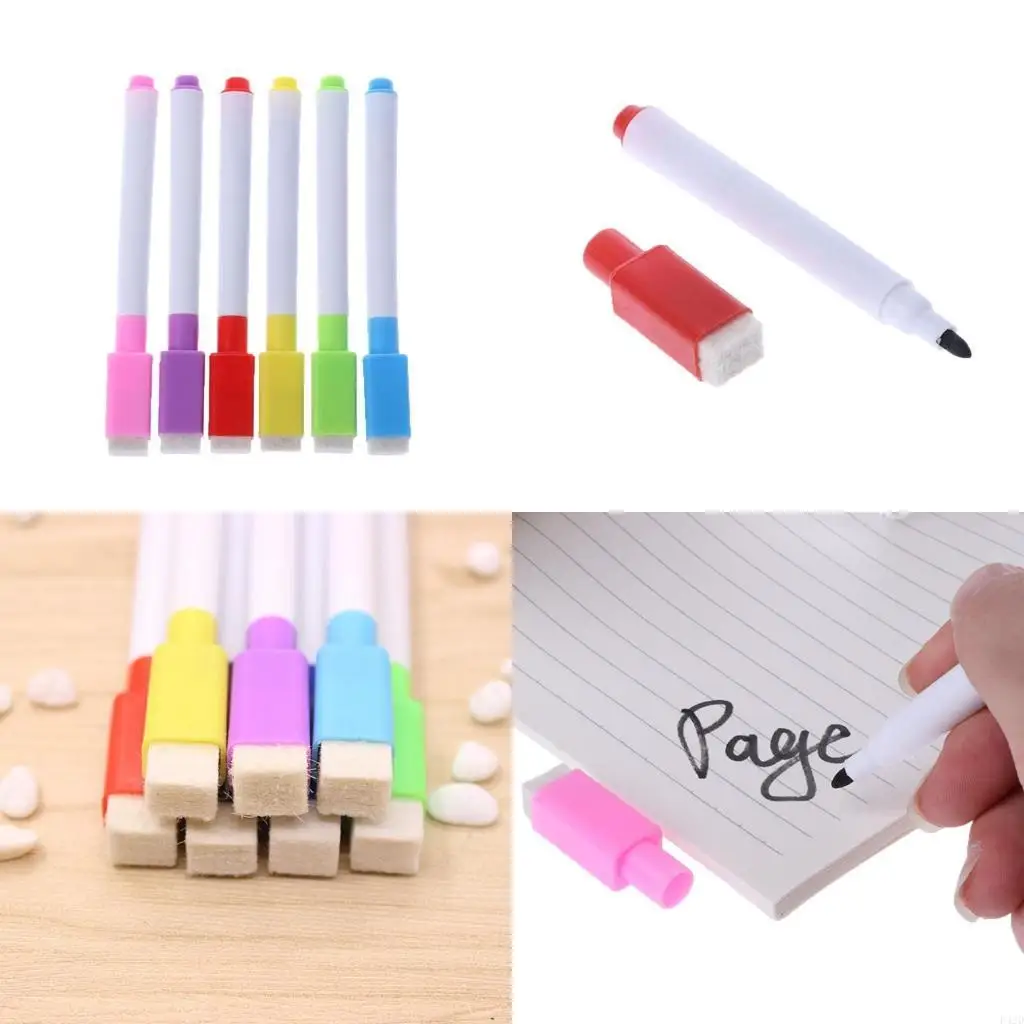 f42d-6-шт-компл-стираемый-маркер-для-доски-с-ластиком-школьные-принадлежности