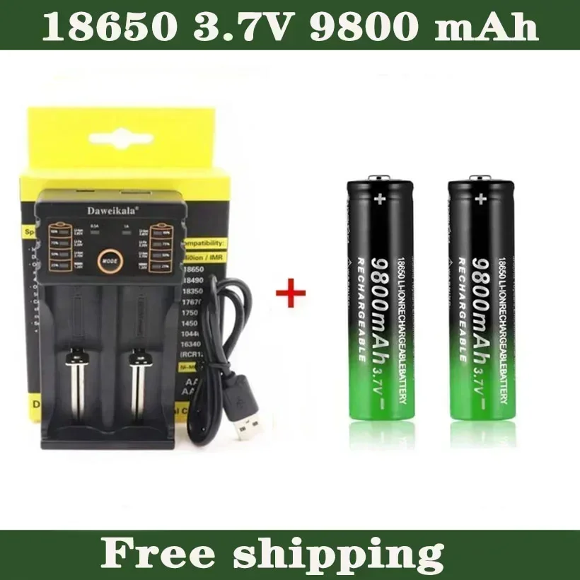 new18650 batteries with high-quality 9800mAh 3.7V 18650 lithium-ion battery flashlight charging battery+charger