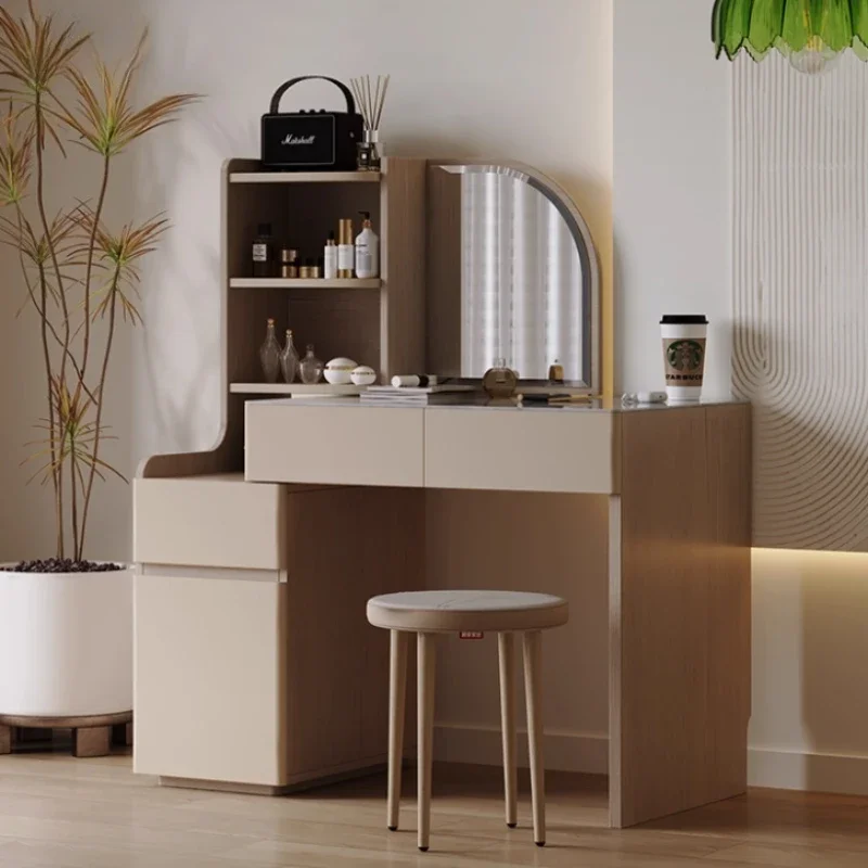 

Bedroom Furniture Cream Wind Dresser Retractable Rock Slab Makeup Table Vanity Dressing Table Desk Dressers Toiletries Dresser
