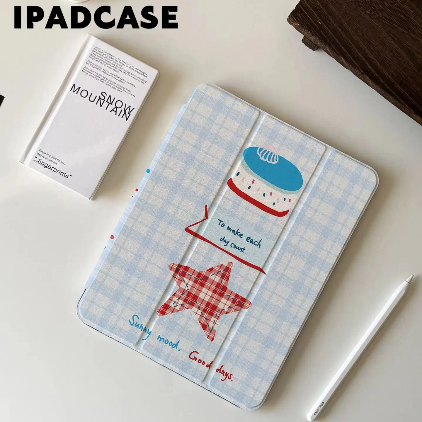 Cute Red Star Blue Plaid Tablet Case For iPad Pro 11 12.9 13 A16 M2 M4 M3 M5 Shell 10.2 5/6/7/8/9/10/11th Mini Air 3 4 5 6 Cover