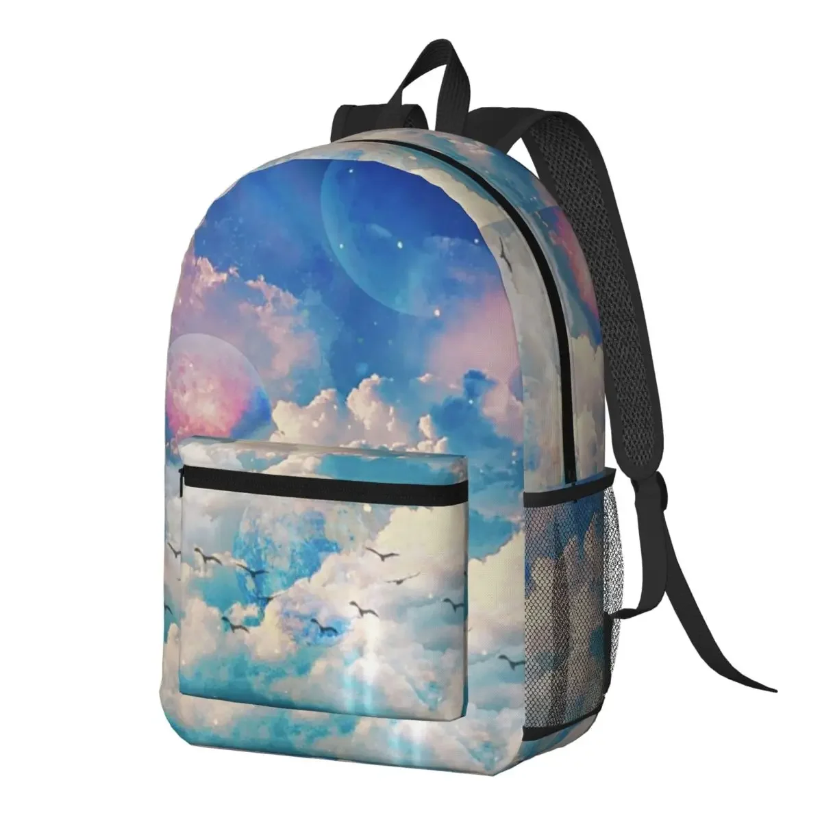 Blue Sky Clouds And Seagulls Print Backpack Daypack Large Capacity Kids BookBag School Bag Shoulder Bags for Men Women