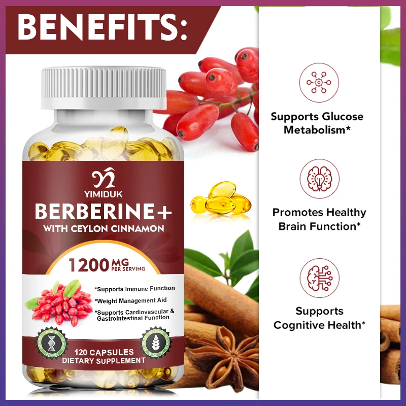 

Berberine with Ceylon Cinnamon Capsule Antioxidant Supports Immune System, Cardiovascular & Gastrointestinal Function