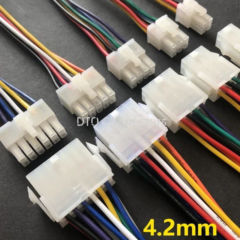 2PCS 30CM 5556 5557 5559 2*2/3/4/5/6/8/10/12 PIN Connector Male Female Plug with Wire Cable 4.2MM PITCH 18AWG 2X3/2X4/2X5/2x6P