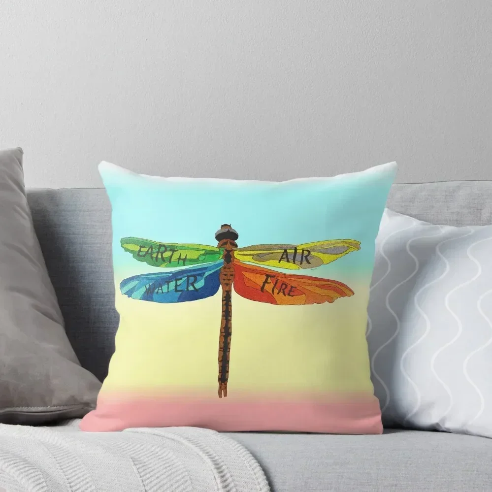 

Rainbow Dragonfly Element ~ Earth Air Fire Water Throw Pillow Pillowcase Cushion christmas cushions covers pillow