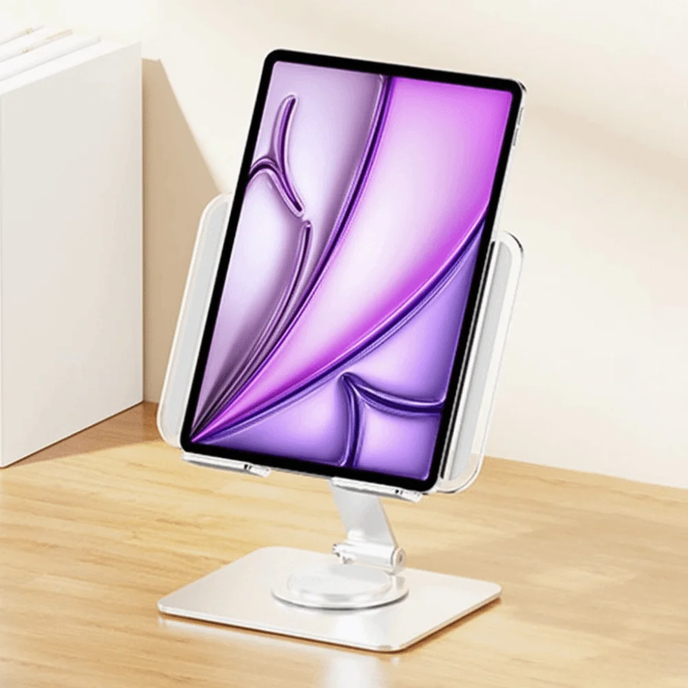 Rotatable Foldable Tablet Stand Hollow Rabbit Aryclic Panel Tablet Foldable Holder Metal Frame Transparent Tablet Phone Bracket