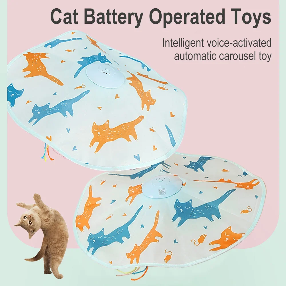 Cat Electric Toy Funny Automatic Rotating Cat Teaser Stick Kitten Training Chase Hunting Toy Adjustable Speed Cat Accessories
