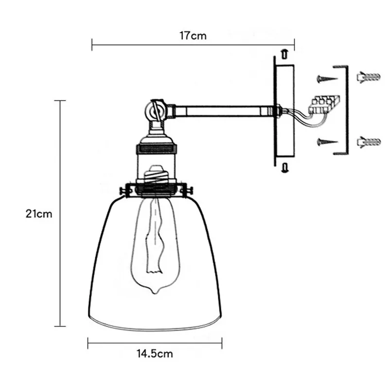 Bedroom Wall Lamp Indoor Glass Wall Lighting Hallway Wall Light Kitchen Bar Wall Sconce Free Bulbs E27 Screw Holders