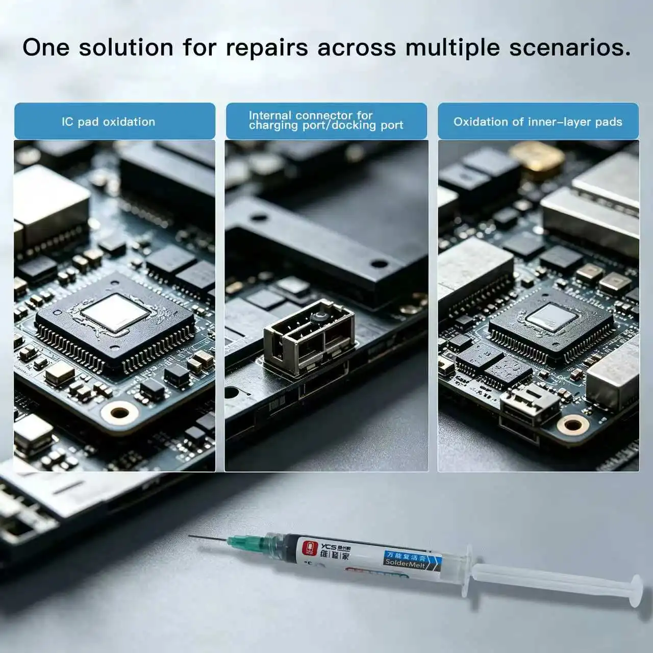 YCS M Y Solder Paste/Flux (3cc Syringe) Is Suitable for Repairing Oxidation on Mobile Phone PCBs, IC Pads, Charging Ports, and I