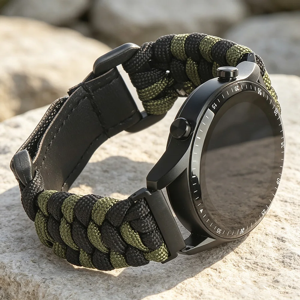 20/22mm Two Tone Umbrella Rope Strap For Huawei Watch GT 2 2e 3 4 5 6 Pro 46mm 42mm Bracelet Xiaomi Watch S 3 4 5 6 7 Color Band