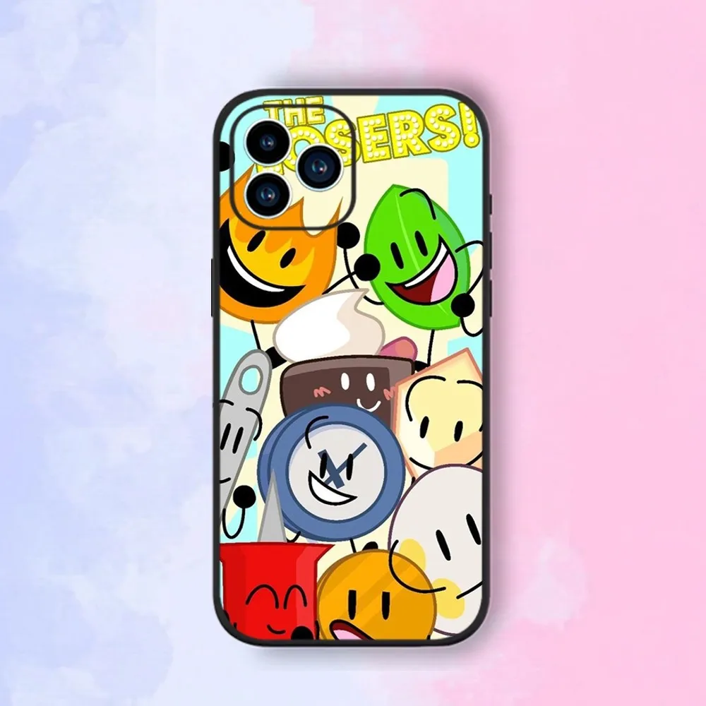 Game Bfdi Battle For Dream Island Phone Case For iPhone 15,14,13,12,11,XS,XR,X,8,7,Pro,Max,Plus,mini Silicone Black Cover