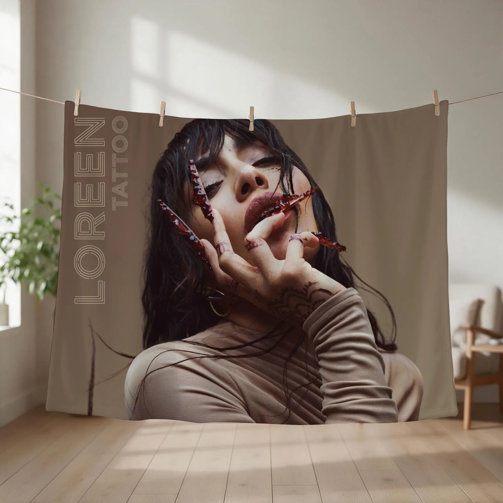Loreen tattoo 2023 Classic T-Shir Throw Blanket couch cozy soft plush fuzzy picnic outdoor blanket