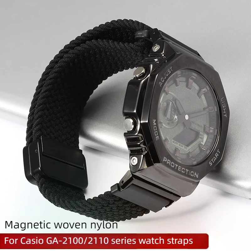 

For Casio G-SHOCK Farmhouse Oak GA-2100/2110 GM-2100 Sport watchband Modification magnetic nylon Weaving watch strap Bracelet
