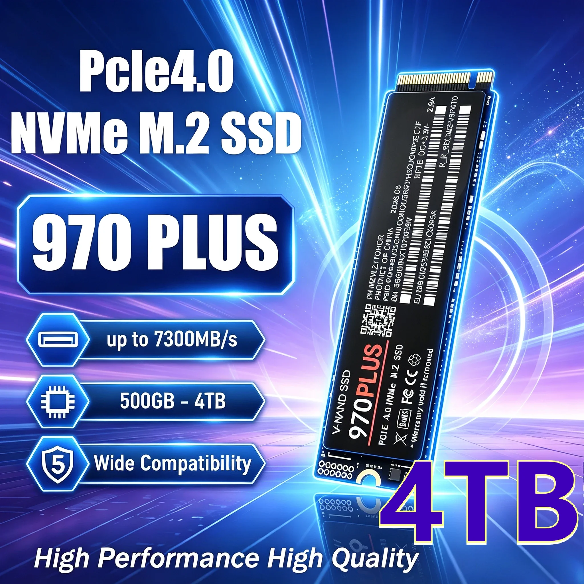 970 PLUS NVMe M.2 2280 SSD PCIe Gen4.0 X4 500GB 1TB 2TB 4TB 7400MB/s TLC 3D NAND gaming drive for PS5 PC laptop low power