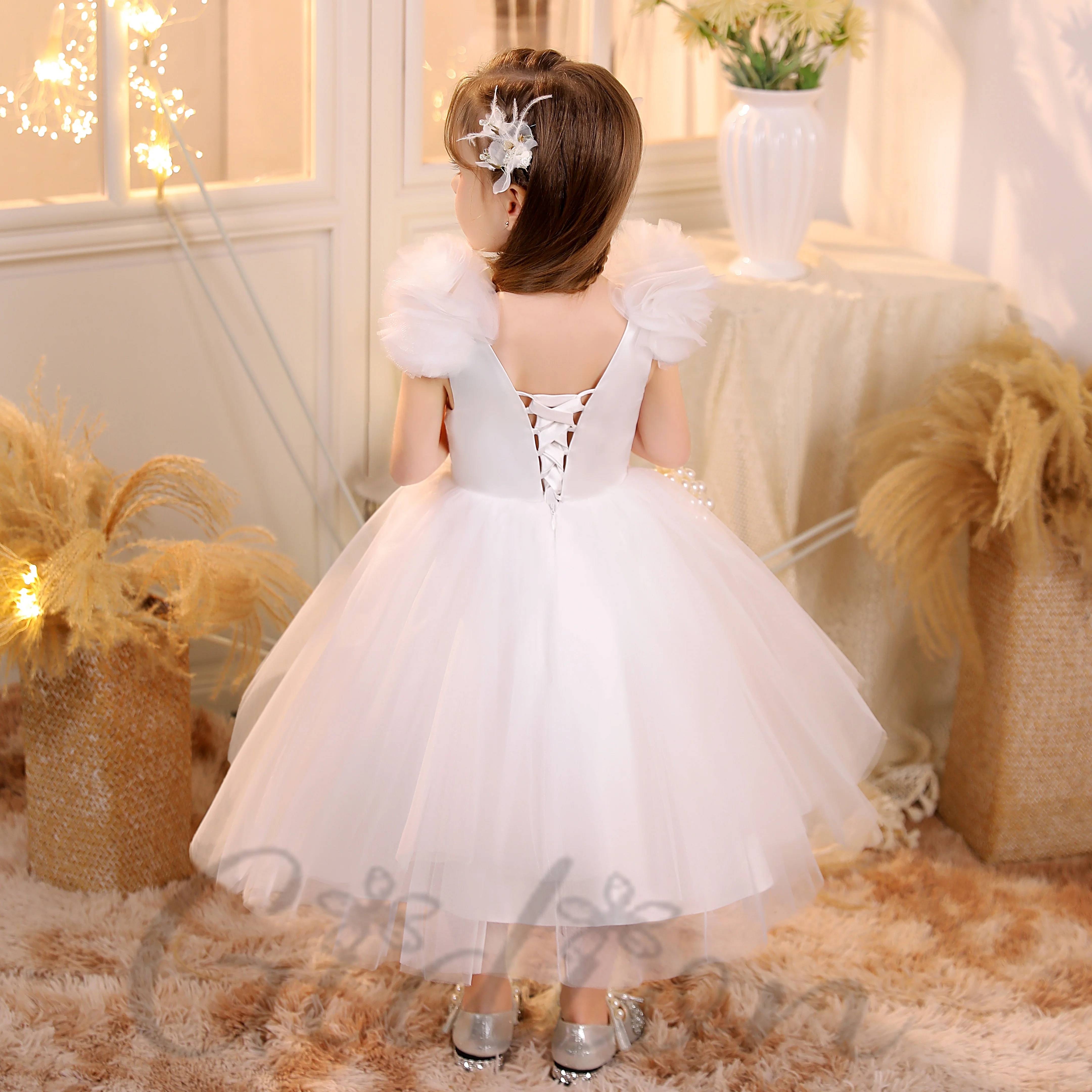 Kids' Princess Flower Girl Dress Wedding Ceremony Festivity Celebration Banquet Ball Evenign-Gown Birthday Party Show Pageant