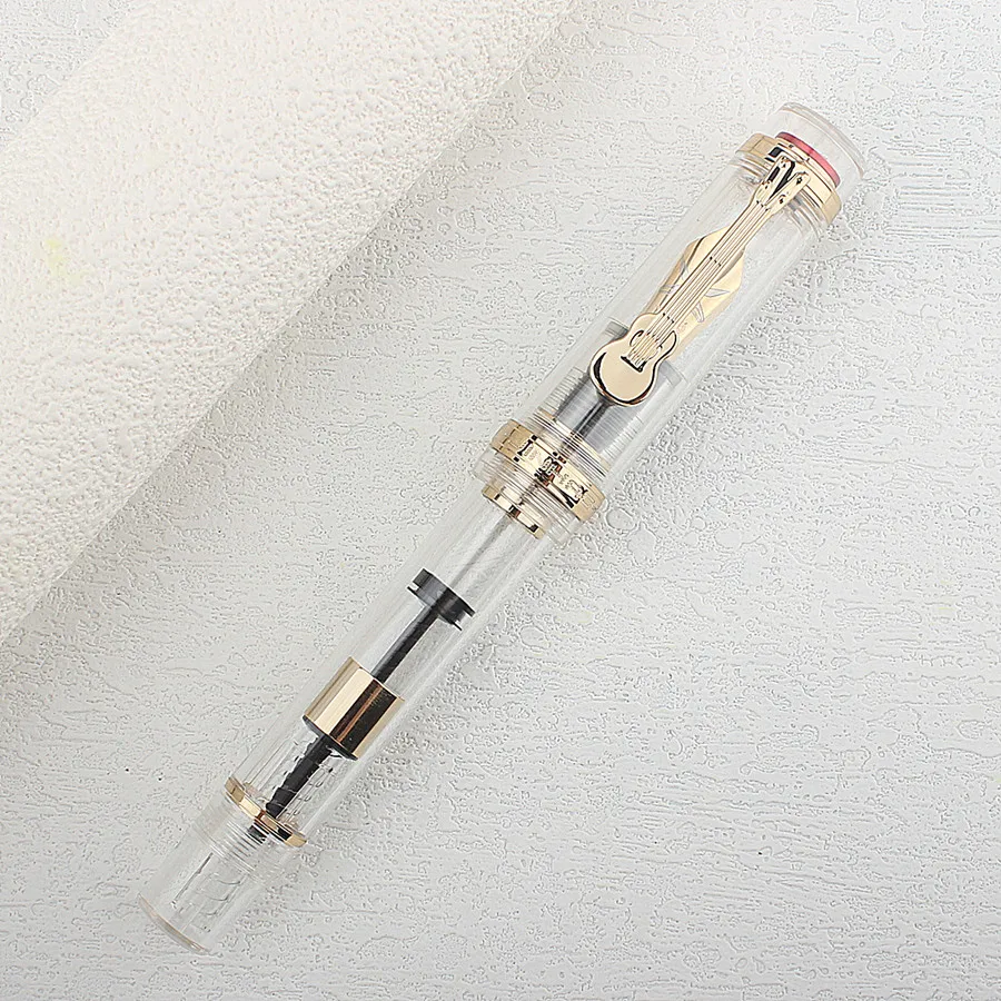 JINHAO 1935 Fountain Pen Acrylic Transparent Spin Pen M/F Nib Office School Supplies Stationery Writing Gift Ink Pens PK 9019