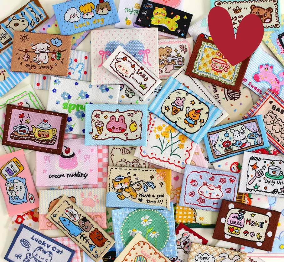 DIY Fabric Label Handmade Embroidered Cartoon Animal Plant Flower Pattern New Unique Identifying Tag for Clothing Accessories