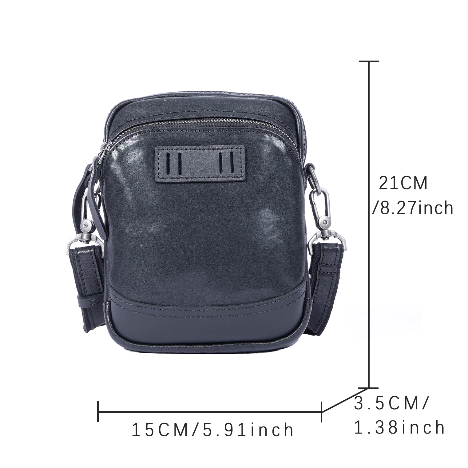 Echte Leder-Umhängetasche für Herren, Crossbody-Taschen, einfache Rindsleder-Gürteltasche, Top-Layer-Leder, modischer Casual-Stil – Detail 6