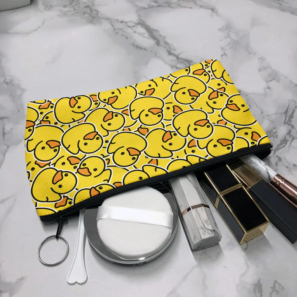 Little Yellow Duck Cosmetic Bag For Women Portable Zipper Storage Pouch Travel Toiletry Organizer Purse Bridesmaid Makeup Bags