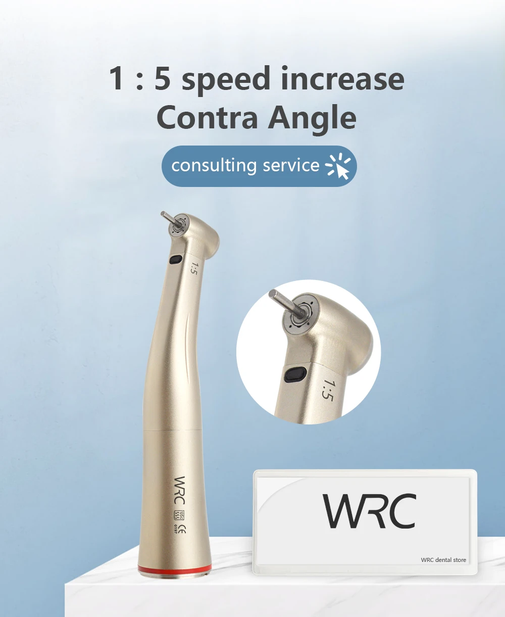 Dental 1:5 Speed Increasing Contra Angle Handpiece with Fiber Optic Light Water Spray E-Type Electric Motor Dentistry Clinic Lab