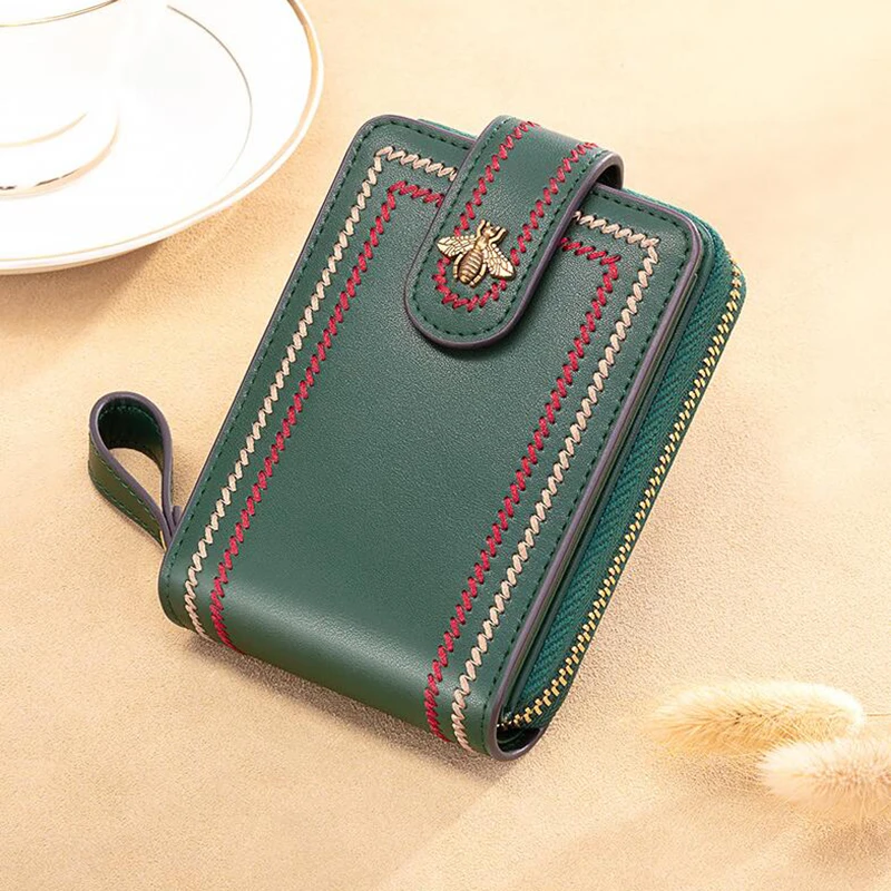 Women Driver License Purse Fashion Lady Small Cow Genuine Leather Card Wallet for Travel Work