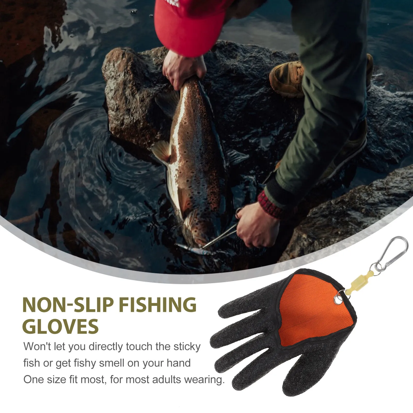 

Catch Fish Gloves Black Right Hand Thicken Rubber Grain Skidproof Anti-Fishbone Fishing Gloves Indoor Outdoor Elastic String