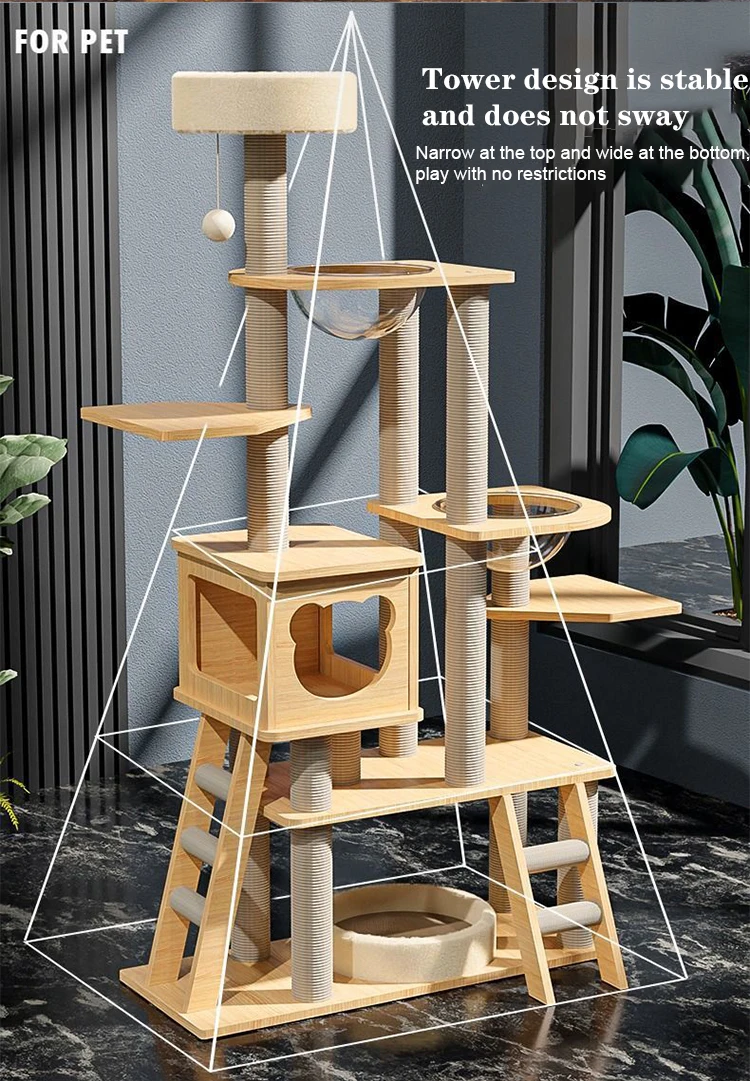 Hot selling solid wood cat climbing frame oversized cat tree 2