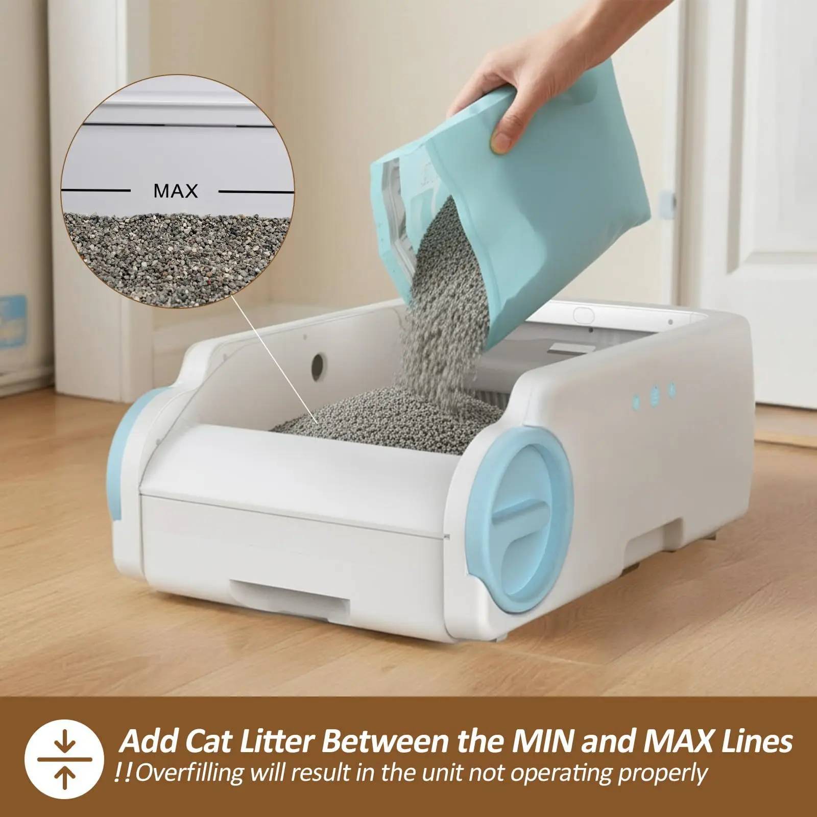 Arenero automático eléctrico antisalpicaduras con app para gatos - imagen 5