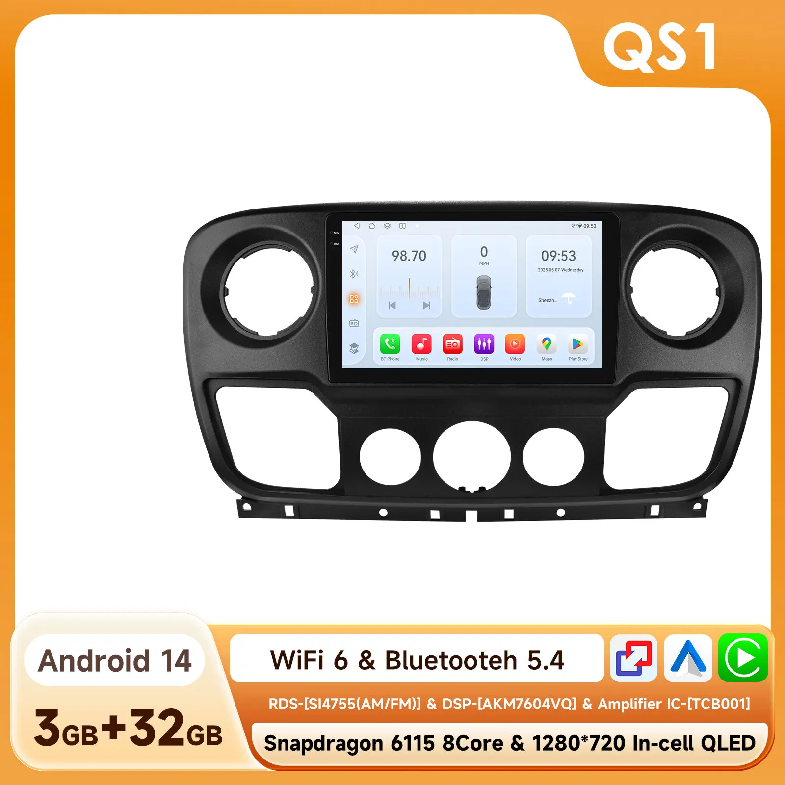 Hizpo 13,1''autoradio voor Nissan NV400 2010-2019 voor Opel Movano voor Renault Master III 3 2011-2021 Carplay Android Auto Multimedia Speler Stereo 4G Auto Intelligent Systeem AI Voice Smart QLED