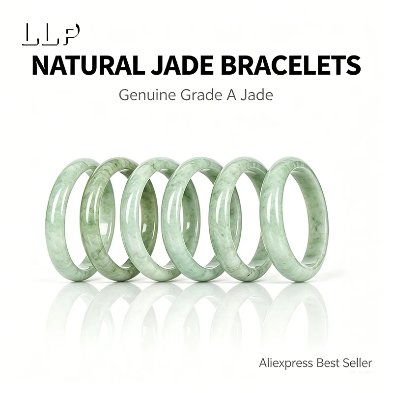 Natürliches grünes Jade-Armband, traditioneller chinesischer Alltagsschmuck mit einem eisigen Hauch und einem glückverheißenden Charme. – Detail 1
