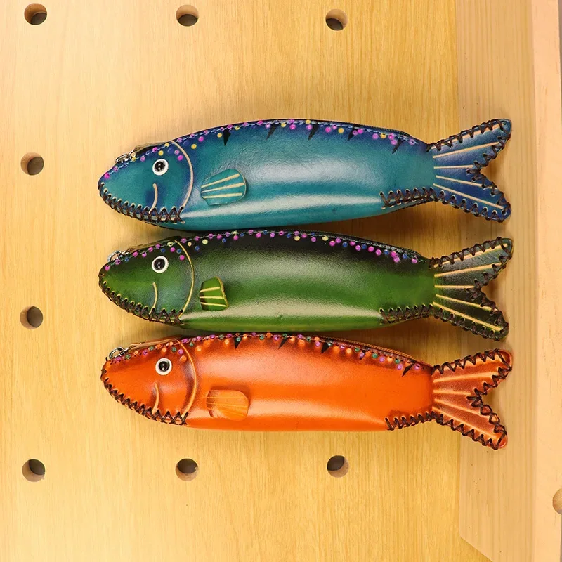 

Genuine Leather Pen Case Stationery Organiser Glasses Pouch Genuine Leather Coin Purse Creative Stationery Leather Pen Wallet