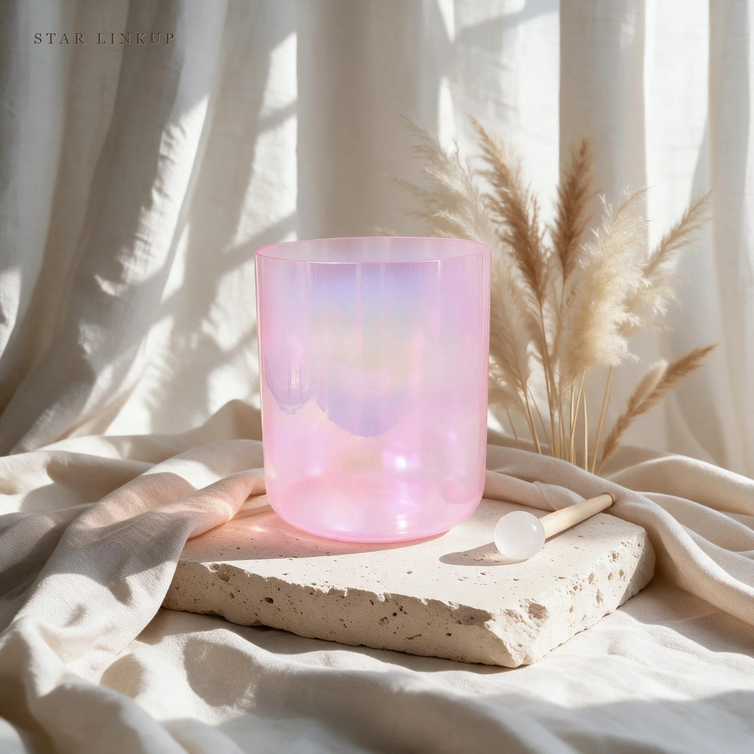 STAR LINKUP Model SL-2524 7 Sea and Lavender Colorful Alchemy Clear Quartz Crystal Singing Bowl for Therapy and Sound Healing with Mallet - Calming Crystal Percussion for Daily Mindfulness, Healing Rituals and Yoga