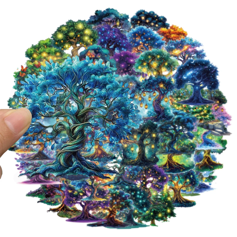 

10/30/50pcs Transparent Magic Tree Cartoon Stickers for Skateboard Phone Suitcase Bike DIY Waterproof Aesthetic Sticker Kid Toys