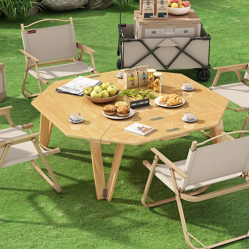 Lightweight Creative Folding Table Portable Camping Picnic Desk Travel BBQ Grill Outdoor Furniture Tea Boiling Octagonal Table