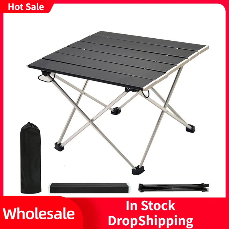 1PC Portable Camping Table Aluminum Folding Beach Table With Storage Bag For Outdoor Camping Hiking Backpacking Picnic