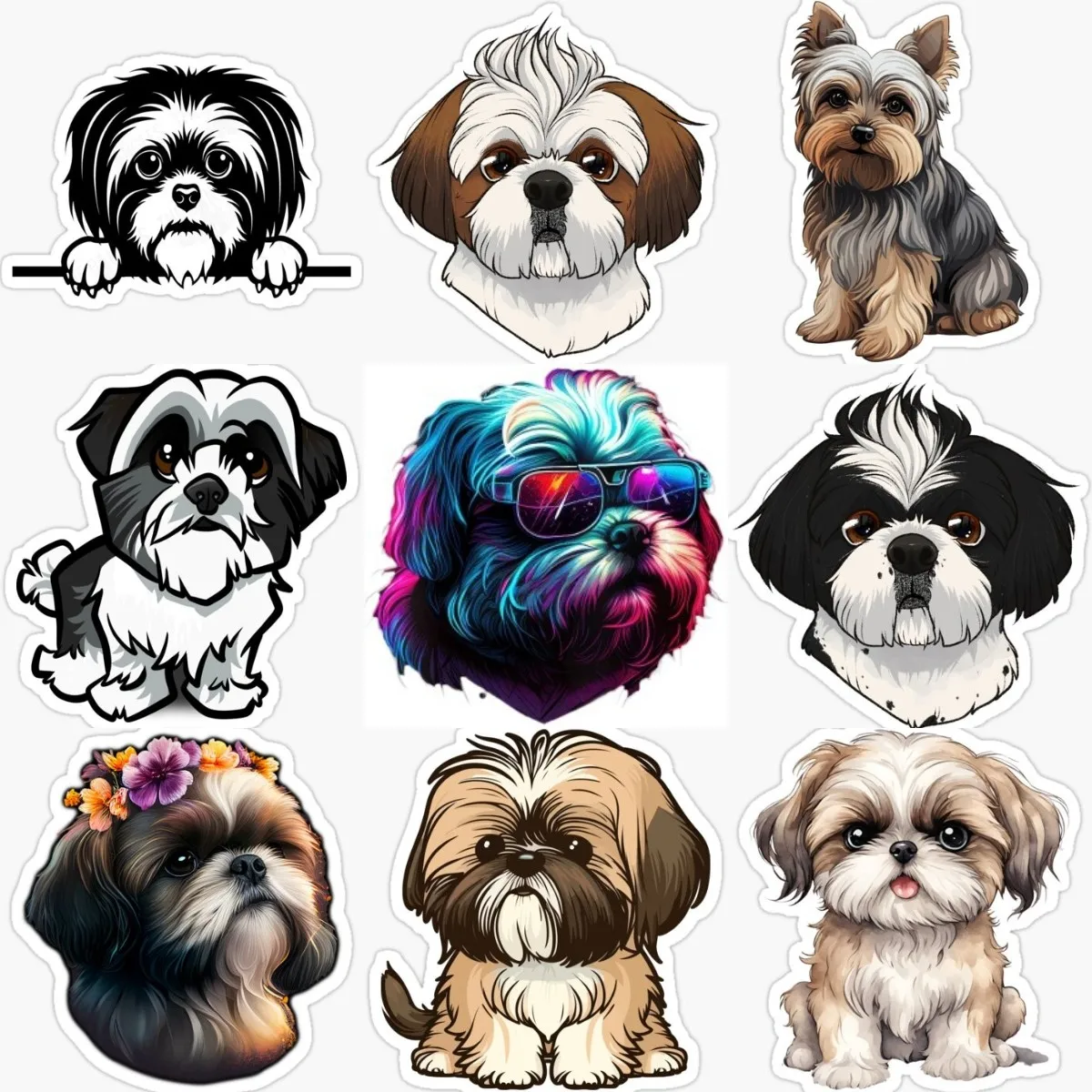 

Shih Tzu Dog Cute Creative Waterproof Decorate PVC Sticker for Laptop Camper Off-road Car Wall Door Table Fridge Bicycle Helmet