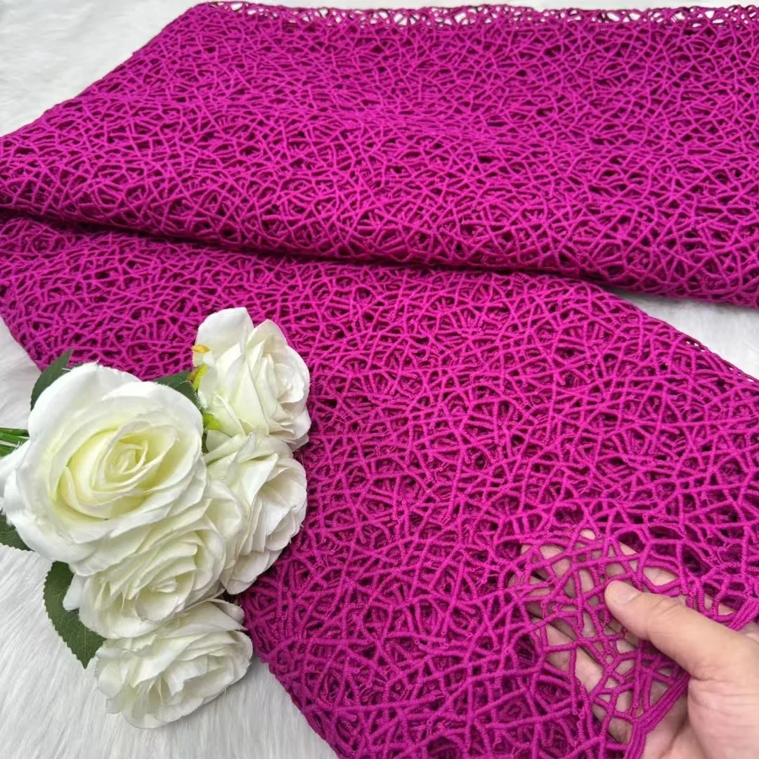 أقمشة الدانتيل الأفريقية القابلة للذوبان في الماء النيجيري جبر الحبل أقمشة الدانتيل المطرزة للنساء الخياطة فساتين الزفاف