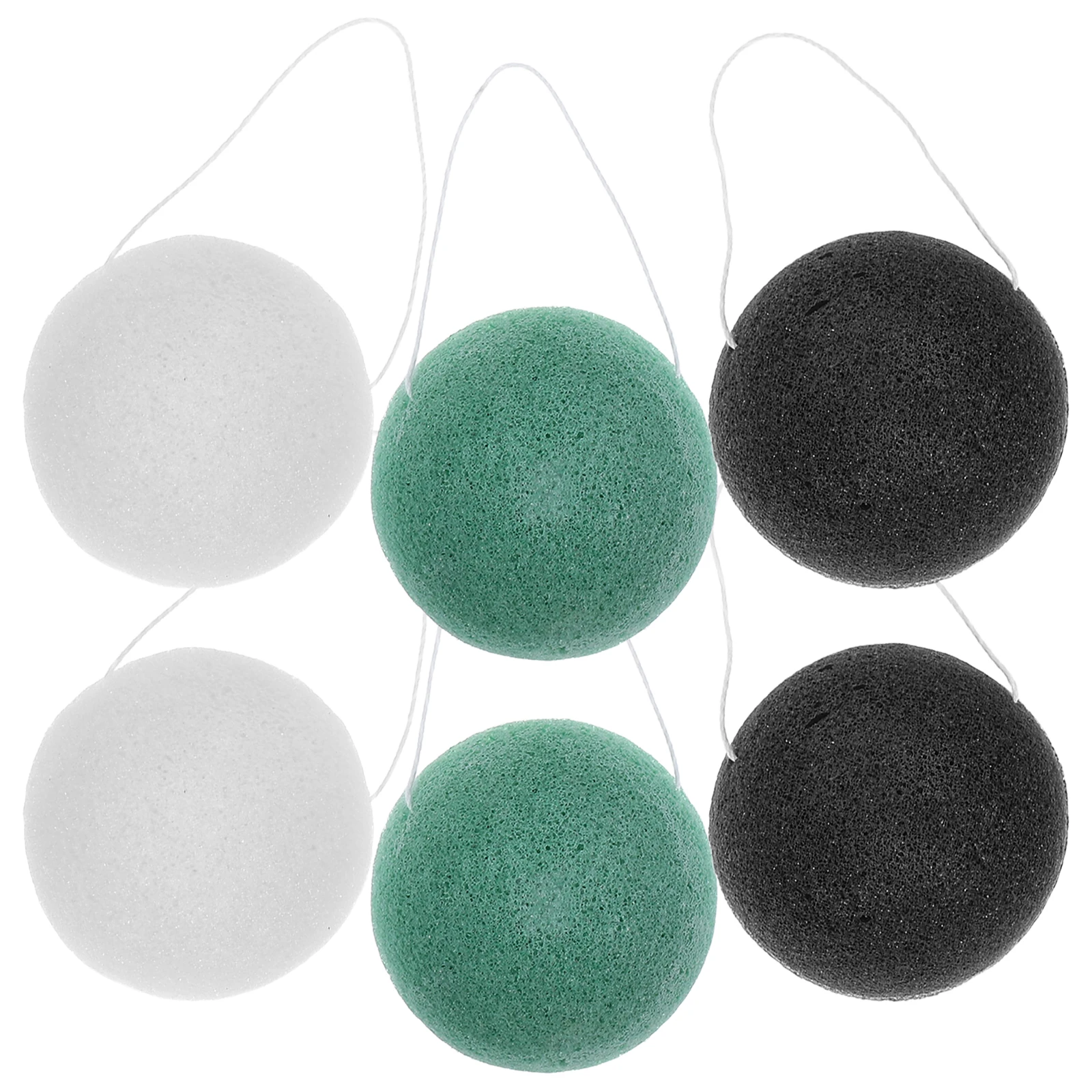 

6pcs Round Konjac Face Washing Puff Natural Facial Cleansing Sponge Exfoliating Sensitive Skin Biodegradable Vegan Sponges Black