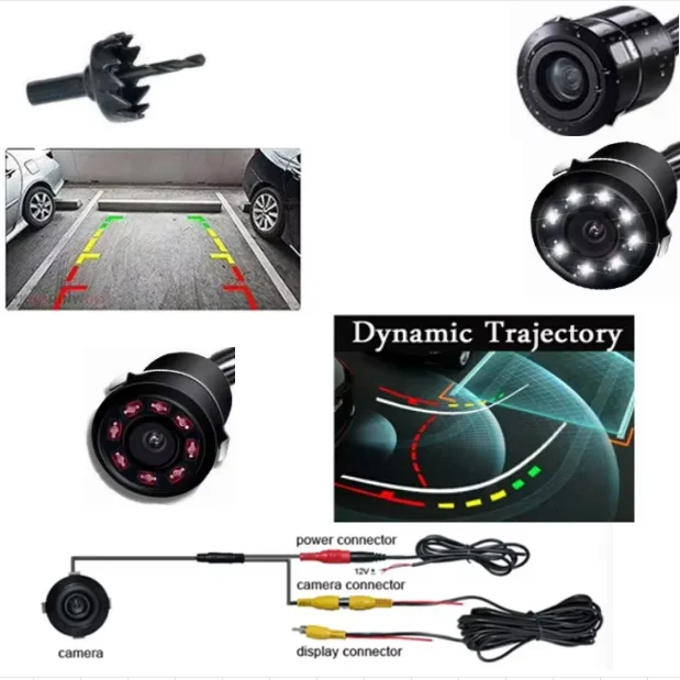 Car Rearview Camera Night Vision Wire 8 LED Light Auto Wire IR Car Backup Cam Parking Assitant Vehicle Electronic Accessories