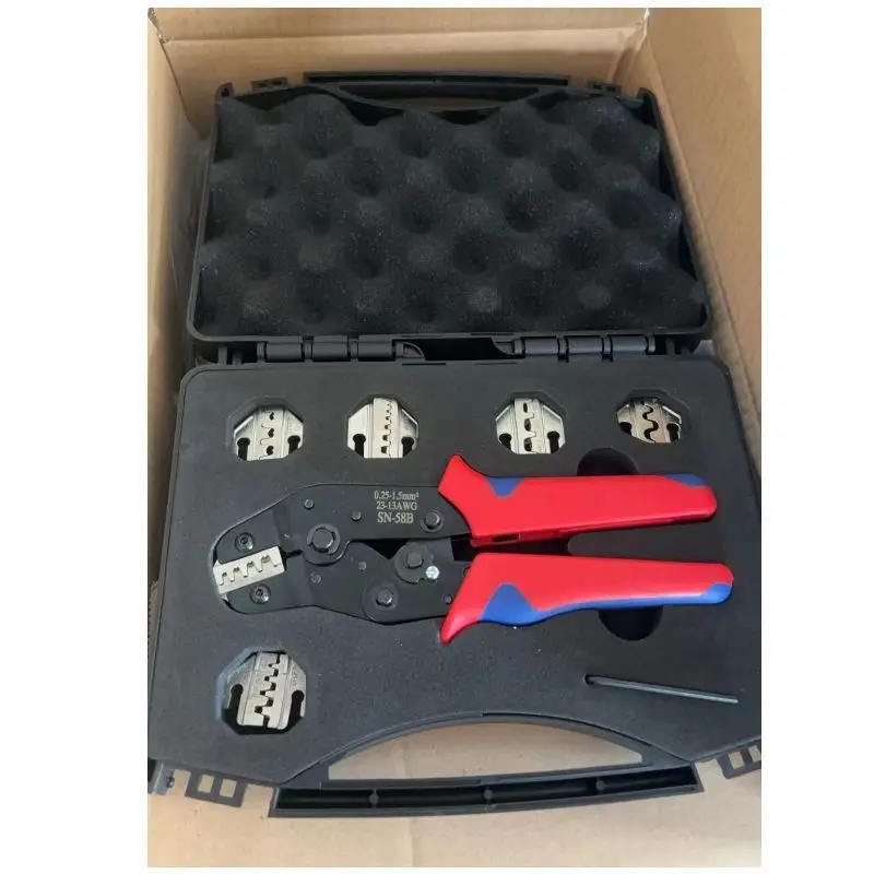 

Набор ручных обжимных инструментов 6-в-1 со сменными насадками, профессиональные обжимные клещи для изолированных и неизолированных разъемов открытого типа