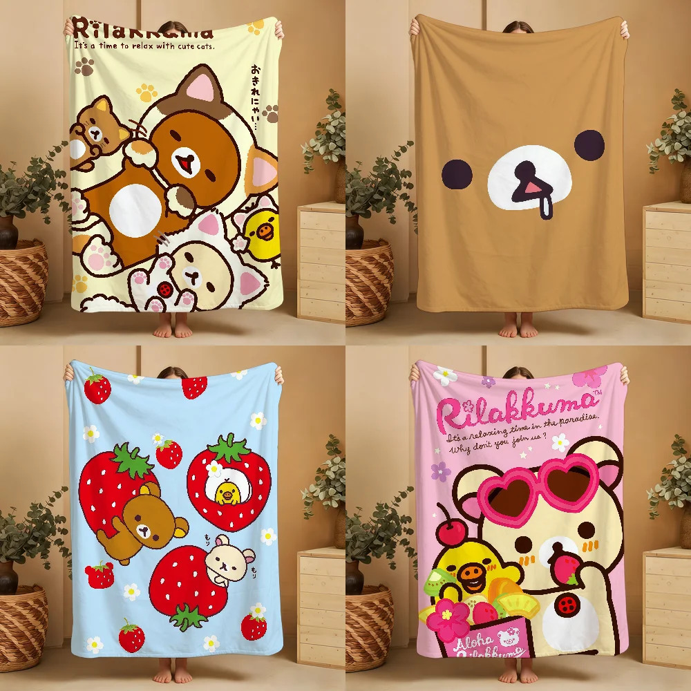 R-Rilakkuma Cute Bear Blanket Soft Warm Furry Throw Super Kids Toys Bed Sofa Car Cradle