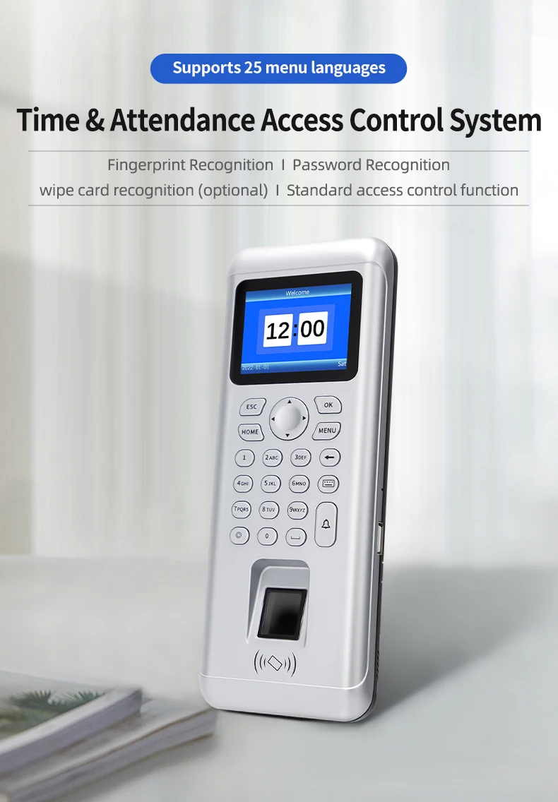 Time Clocks for Employees Small Business in 1 Time Clock (Fingerprint & Password) Employee Clock in & Out Machine Attendance