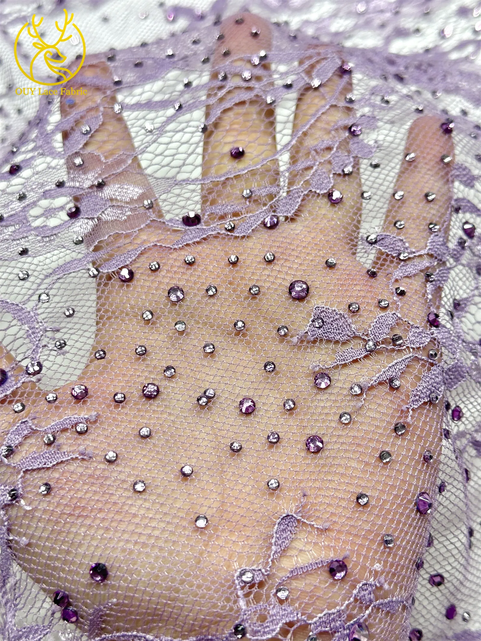 5 Yards französische Stickerei-Tüll-Diamantspitze, nigerianische afrikanische Pailletten-Perlen-Spitze für Damen, Partykleid, Hochzeitskleid, Nähen – Detail 8