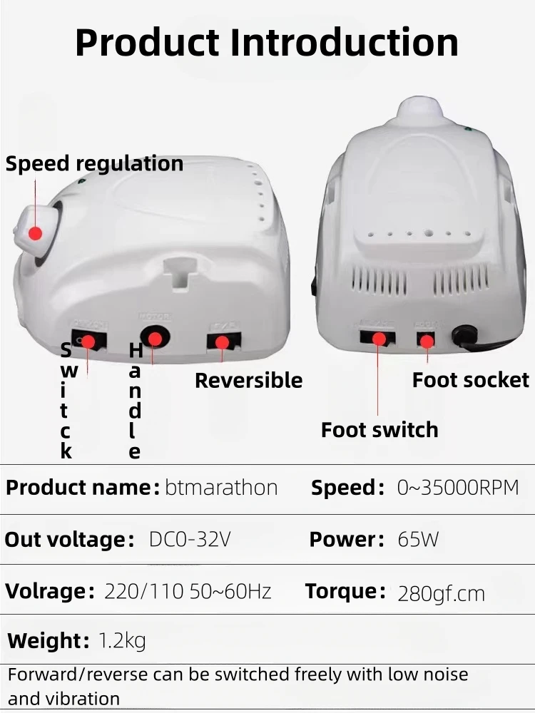 65W silny 210 BT maraton mistrz skrzynka sterownicza-3 35000RPM SDE H37L1 H102S uchwyt elektryczna wiertarka do paznokci pilnik do paznokci zestaw ekwipunku