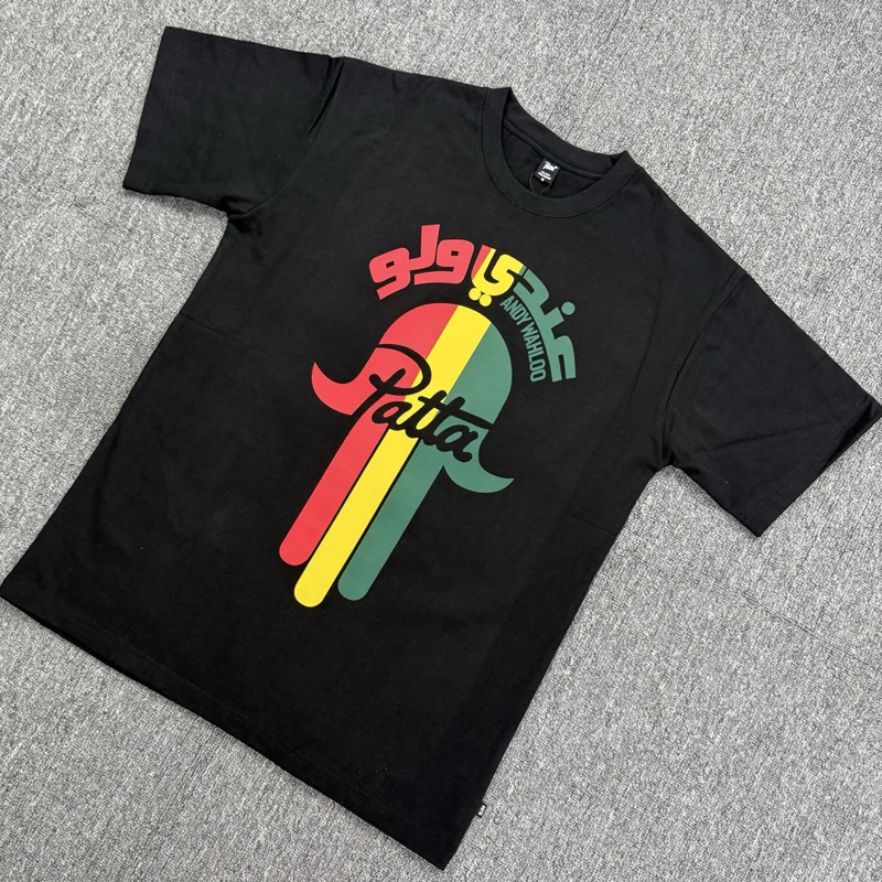 2026 Fashion American Street Trend Patta T-shirt Letter Print Black Hip Hop Stylish Versatile Daily Wear PATTA Top Tee Stock
