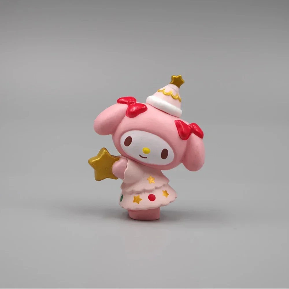 Figura de Hello Kitty Sanrio de 5Cm para niños, muñeco de Anime con melodía, Cinnamoroll, Kuromi, decoración de tartas Diy, regalos de navidad