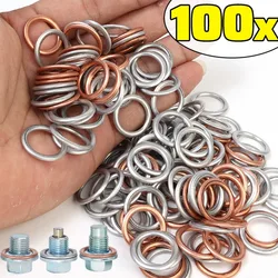 Car Engine Oil Pan Drain Screw Gasket 14mm Aluminium/ Copper Sealing Circle Transmission Drain Plug Gasket for Volkswagen Audi