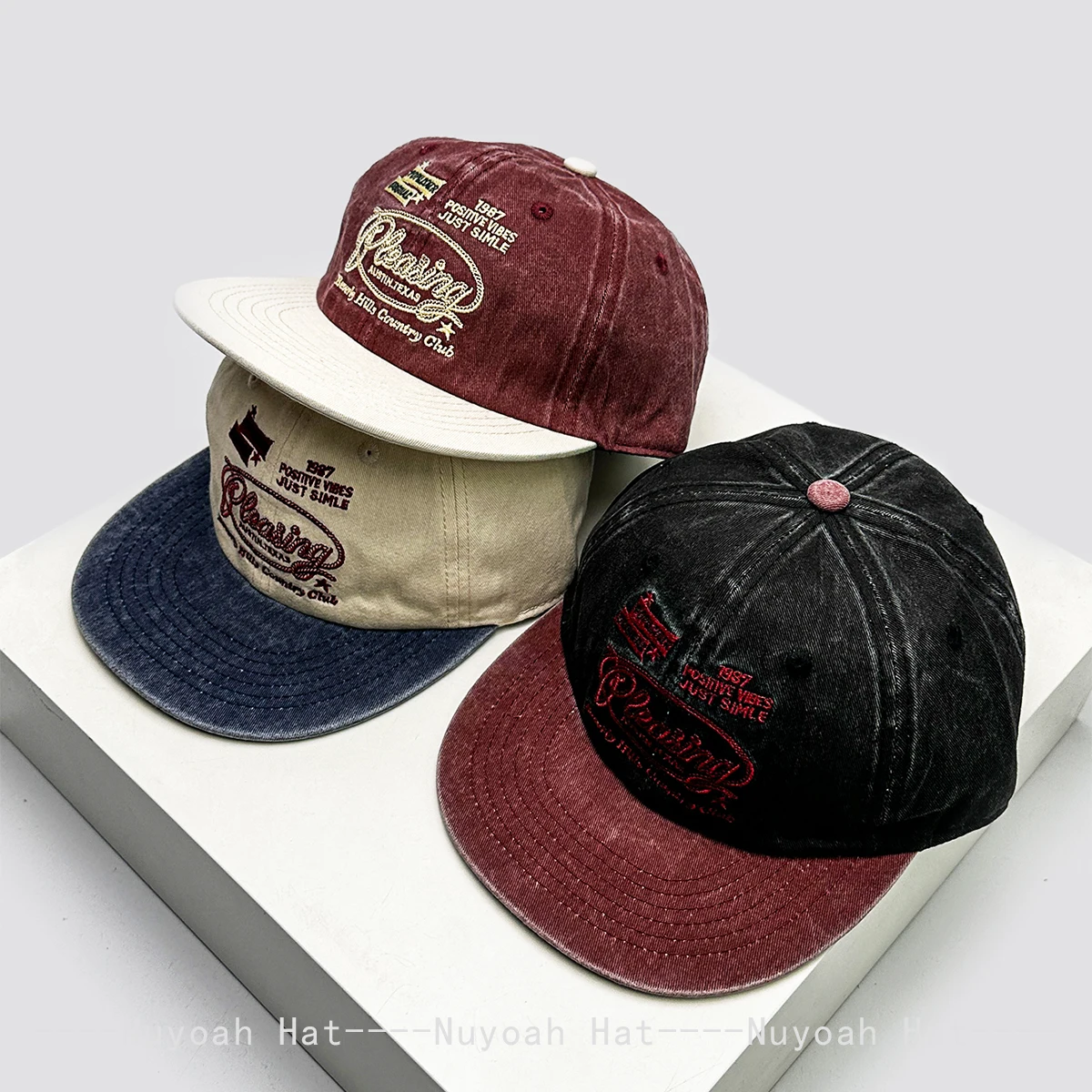 

New Men Women American Retro Letter Embroidery Baseball Hats Sunshade Color Block Versatile Flat Eave Peaked Caps Fashion Street