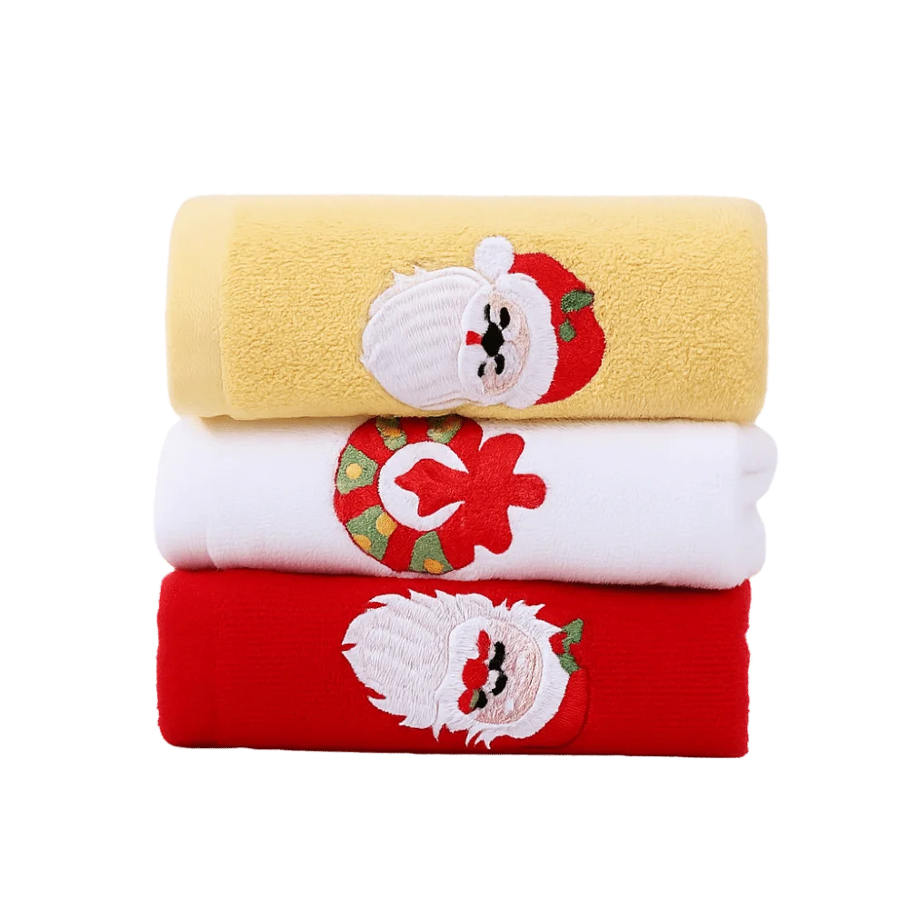 3/4Pcs Quick Dry Merry Christmas Kitchen Towels Embroidered Soft Cotton Christmas Face Towel Santa/Elk Absorbent Xmas Hand Towel